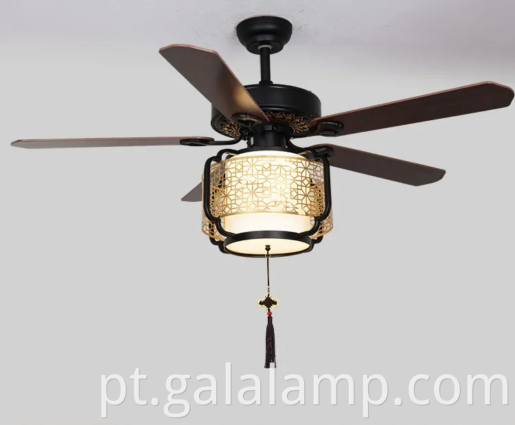 Lâmpada de ventilador de teto chinês vintage para salas de vida e jantar